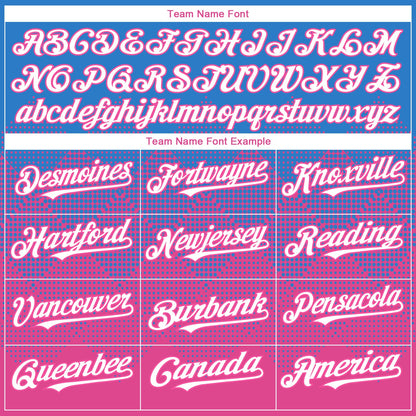 Custom Electric Blue White-Pink 3D Gradient Square Shape Authentic Baseball Jersey