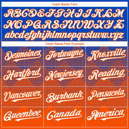Custom Thunder Blue White-Orange 3D Gradient Square Shape Authentic Baseball Jersey