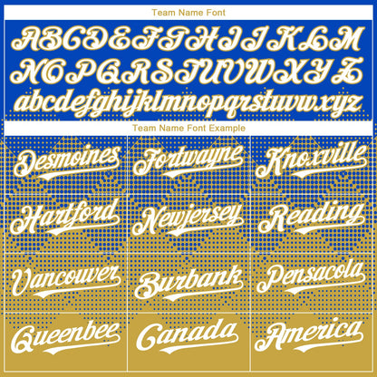 Custom Thunder Blue White-Old Gold 3D Gradient Square Shape Authentic Baseball Jersey