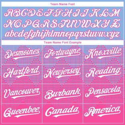Custom Light Blue White-Pink 3D Gradient Square Shape Authentic Baseball Jersey