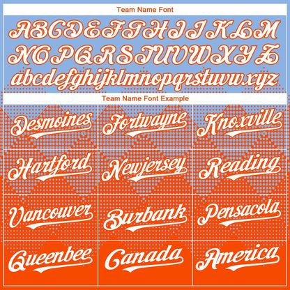 Custom Light Blue White-Orange 3D Gradient Square Shape Authentic Baseball Jersey