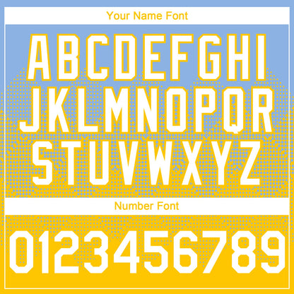 Custom Light Blue White-Yellow 3D Gradient Square Shape Authentic Baseball Jersey