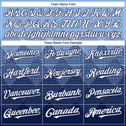 Custom Light Blue White-Navy 3D Gradient Square Shape Authentic Baseball Jersey