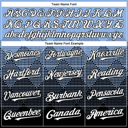 Custom Light Blue White-Black 3D Gradient Square Shape Authentic Baseball Jersey