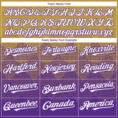 Custom Old Gold White-Purple 3D Gradient Square Shape Authentic Baseball Jersey