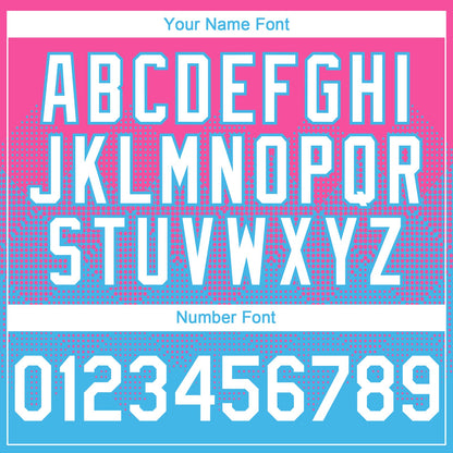 Custom Pink White-Sky Blue 3D Gradient Square Shape Authentic Baseball Jersey