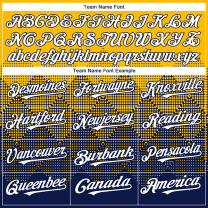 Custom Gold White-Navy 3D Gradient Square Shape Authentic Baseball Jersey