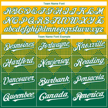 Custom Gold White-Kelly Green 3D Gradient Square Shape Authentic Baseball Jersey