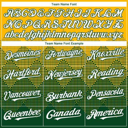 Custom Gold White-Green 3D Gradient Square Shape Authentic Baseball Jersey