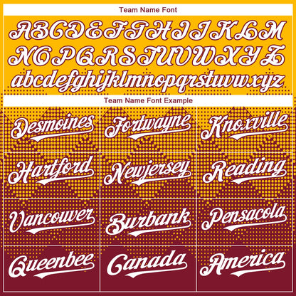 Custom Gold White-Crimson 3D Gradient Square Shape Authentic Baseball Jersey