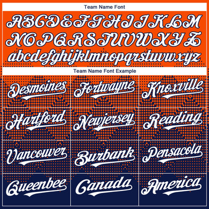 Custom Orange White-Navy 3D Gradient Square Shape Authentic Baseball Jersey