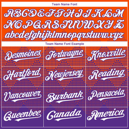 Custom Orange White-Purple 3D Gradient Square Shape Authentic Baseball Jersey