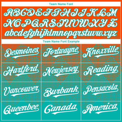 Custom Orange White-Aqua 3D Gradient Square Shape Authentic Baseball Jersey