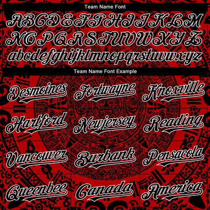 Custom Red Black-White 3D Mexico Authentic Baseball Jersey