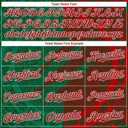Custom Red Green Kelly Green-White 3D Mexico Scratch Authentic Baseball Jersey