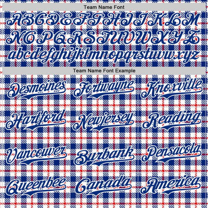 Custom White Royal-Red 3D Pattern Design Patriotic American Symbol Plaid Authentic Baseball Jersey
