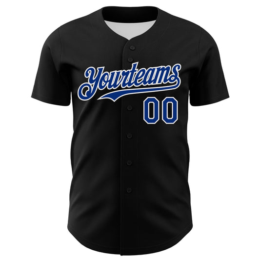 Custom Black Royal Red-White 3D Patriotic American Flag Authentic Baseball Jersey