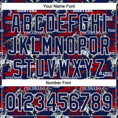 Custom Navy White 3D Pattern Design Patriotic American Spirit Rodeo Cowboy Authentic Baseball Jersey