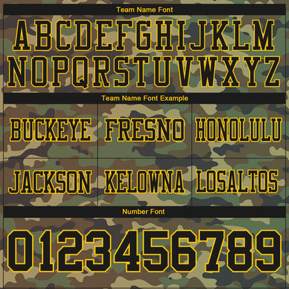 Custom Camo Black-Yellow 3D Pattern Salute To Service Mesh Authentic Football Jersey