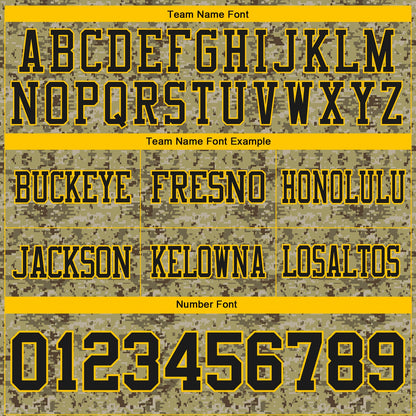 Custom Camo Black-Yellow 3D Pattern Salute To Service Mesh Authentic Football Jersey