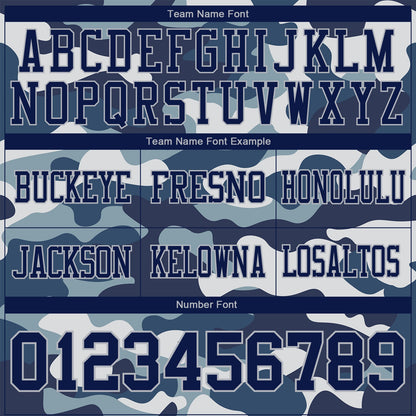 Custom Camo Navy-Gray 3D Pattern Salute To Service Mesh Authentic Football Jersey