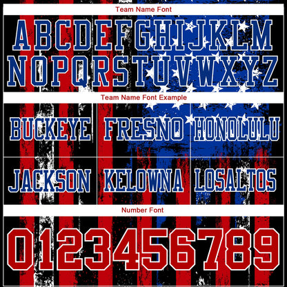 Custom Black Red Royal-White 3D Pattern American Flag Mesh Authentic Football Jersey