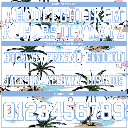 Custom White Light Blue 3D Pattern Hawaii Palm Trees Mesh Authentic Football Jersey
