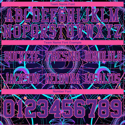 Custom Black Purple-Pink 3D Pattern Magic Mushrooms Over Sacred Geometry Psychedelic Hallucination Mesh Authentic Football Jersey