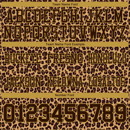 Custom Brown Old Gold 3D Pattern Leopard Print Mesh Authentic Football Jersey