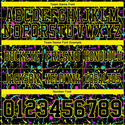 Custom Graffiti Pattern Black-Light Yellow 3D Pattern Splash Mesh Authentic Football Jersey