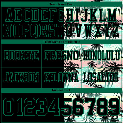 Custom Black Kelly Green 3D Pattern Tropical Hawaii Palm Leaves Mesh Authentic Football Jersey