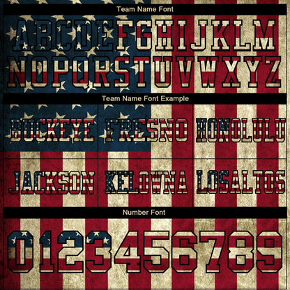 Custom Cream Vintage USA Flag Crimson-Black 3D Pattern Mesh Authentic Football Jersey