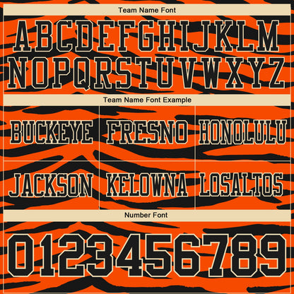 Custom Orange Black-Cream 3D Pattern Tiger Print Mesh Authentic Football Jersey