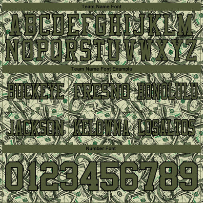 Custom Green Olive-Black 3D Pattern Dollar Mesh Authentic Football Jersey