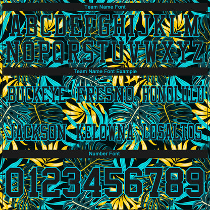 Custom Black Lakes Blue 3D Pattern Beach Tropical Hawaii Palm Leaves Mesh Authentic Football Jersey