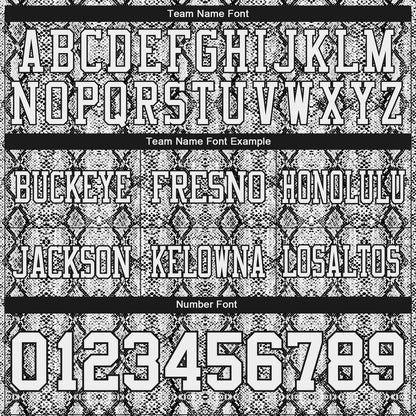 Custom White Black 3D Pattern Snakeskin Print Mesh Authentic Football Jersey