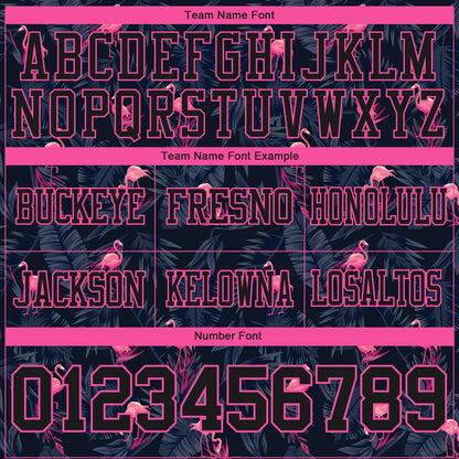Custom Black Pink 3D Pattern Flamingo Mesh Authentic Football Jersey