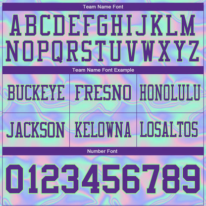 Custom Light Blue Purple-Pea Green 3D Pattern Abstract Trendy Holographic Vaporwave Style Mesh Authentic Football Jersey