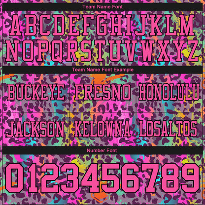 Custom Graffiti Pattern Pink-Black 3D Pattern Colorful Leopard Print Mesh Authentic Football Jersey