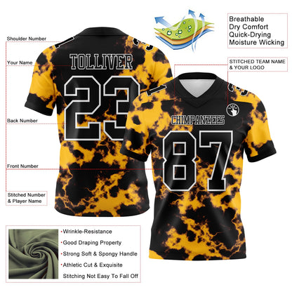 Custom Tie Dye Black-White 3D Pattern Mesh Authentic Football Jersey