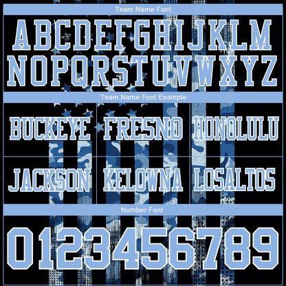 Custom Black Light Blue-White 3D Pattern American Flag Mesh Authentic Football Jersey