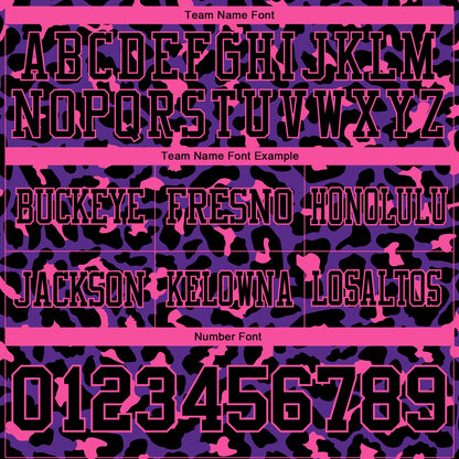 Custom Purple Black-Pink 3D Pattern Leopard Print Mesh Authentic Football Jersey