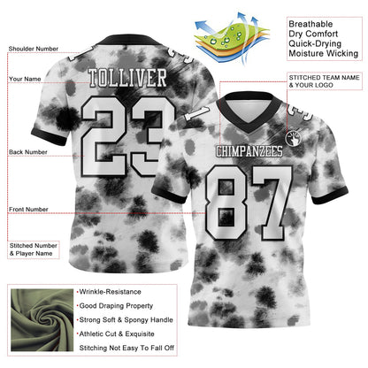 Custom Tie Dye White-Black 3D Pattern Mesh Authentic Football Jersey