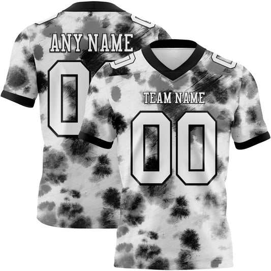 Custom Tie Dye White-Black 3D Pattern Mesh Authentic Football Jersey