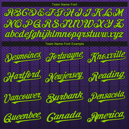 Custom Purple Neon Green-Black 3D Pattern Design Gradient Geometric Shape Authentic Baseball Jersey
