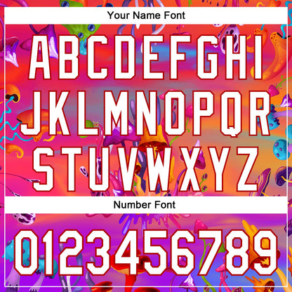 Custom Red White 3D Pattern Design Trippy Psychedelic Magic Mushrooms Authentic Baseball Jersey