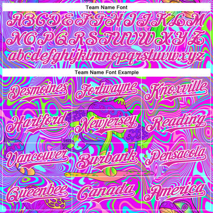 Custom Purple Deep Pink-White 3D Pattern Design Trippy Psychedelic Magic Mushrooms Authentic Baseball Jersey