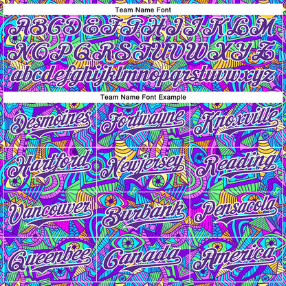 Custom Purple White 3D Pattern Design Trippy Psychedelic Eyes Authentic Baseball Jersey