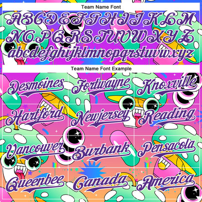 Custom Purple White 3D Pattern Design Trippy Psychedelic Magic Mushrooms Authentic Baseball Jersey