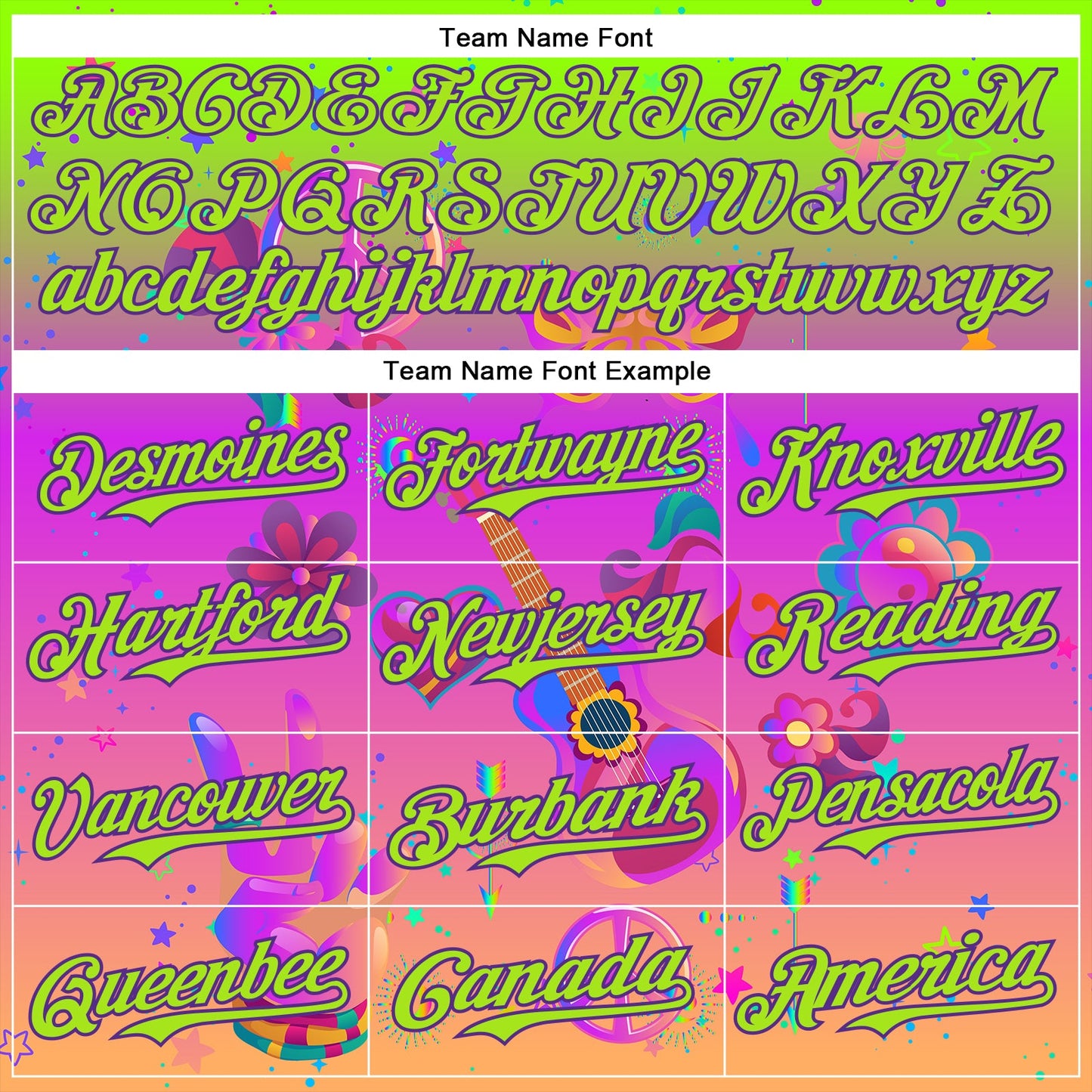Custom Purple Neon Green 3D Pattern Design Trippy Peace And love Hippie Authentic Baseball Jersey